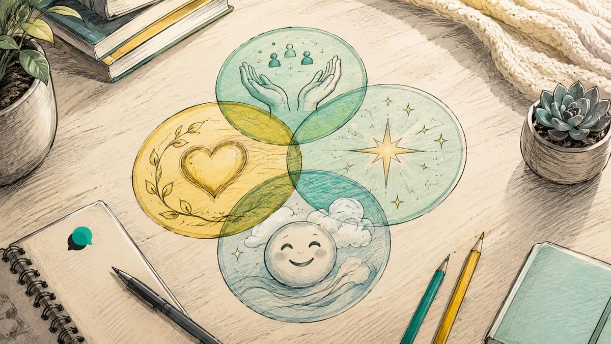Abstrakcyjna ilustracja ukazująca, jak pozytywnie nostalgia wpływa na naszą psychikę