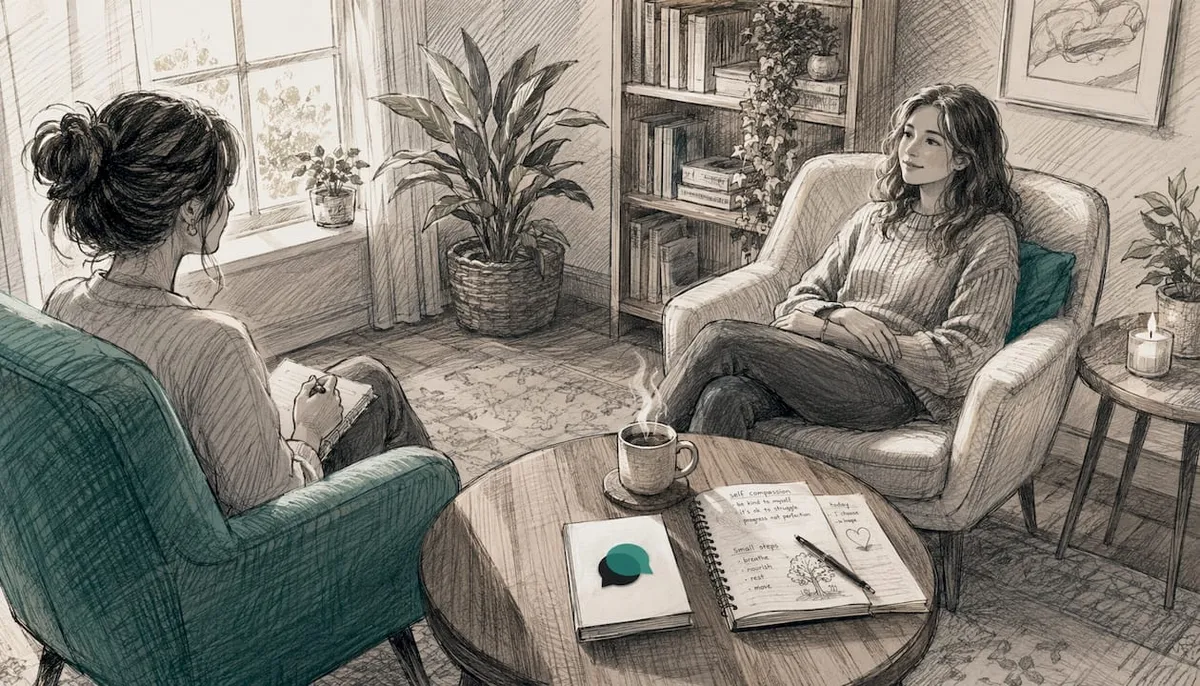 Ilustracja przedstawiająca gabinet terapeutyczny