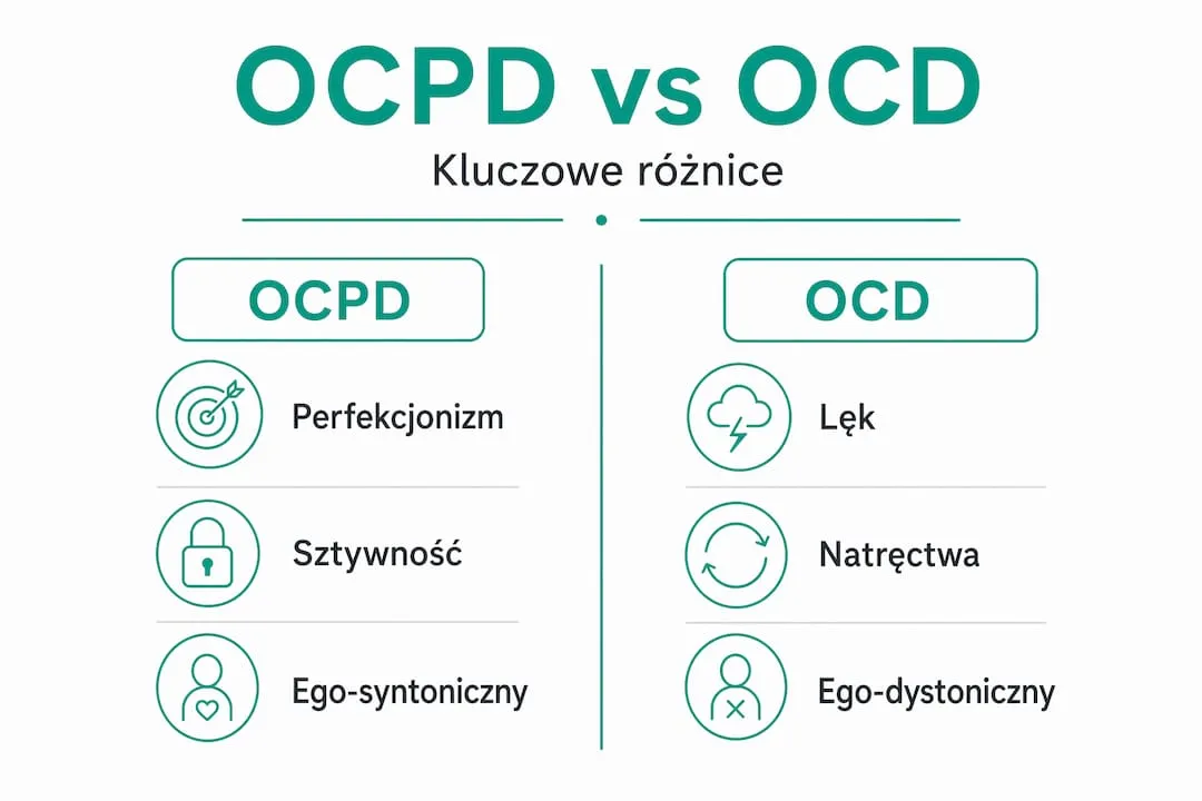 Infografika: najważniejsze różnice między OCPD a OCD