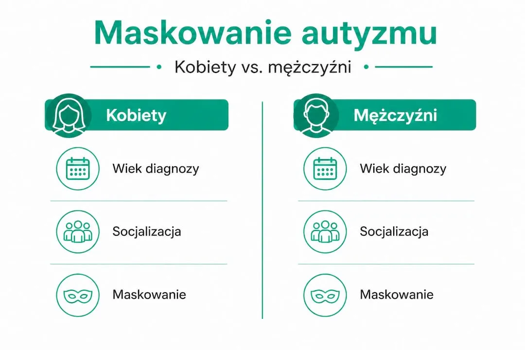 Infografika: Jak kobiety i mężczyźni maskują objawy autyzmu