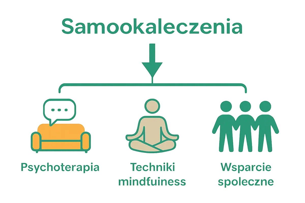 Infografika: metody wsparcia w leczeniu automutylacji