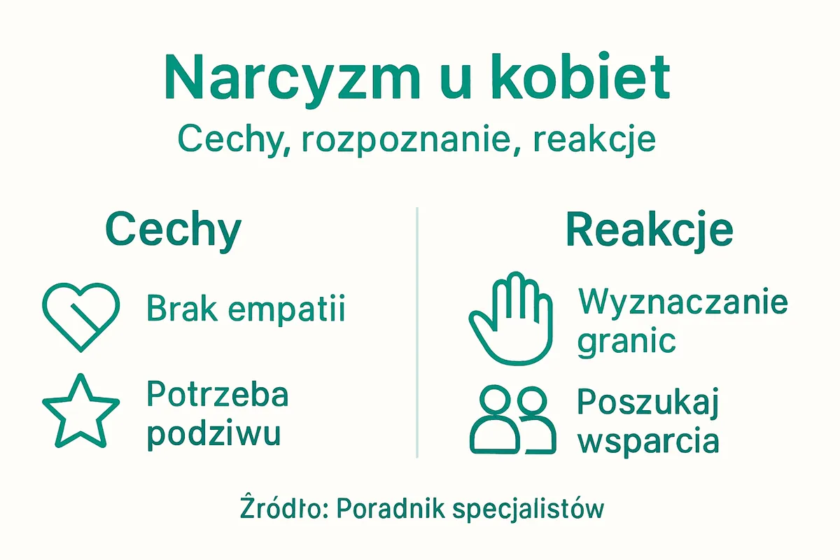 Infografika: Jak rozpoznać narcyzm u kobiet, typowe zachowania i sposoby reagowania