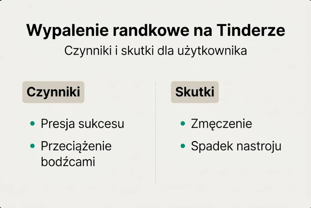 Infografika pokazująca, jak korzystanie z aplikacji randkowych może prowadzić do uczucia wypalenia