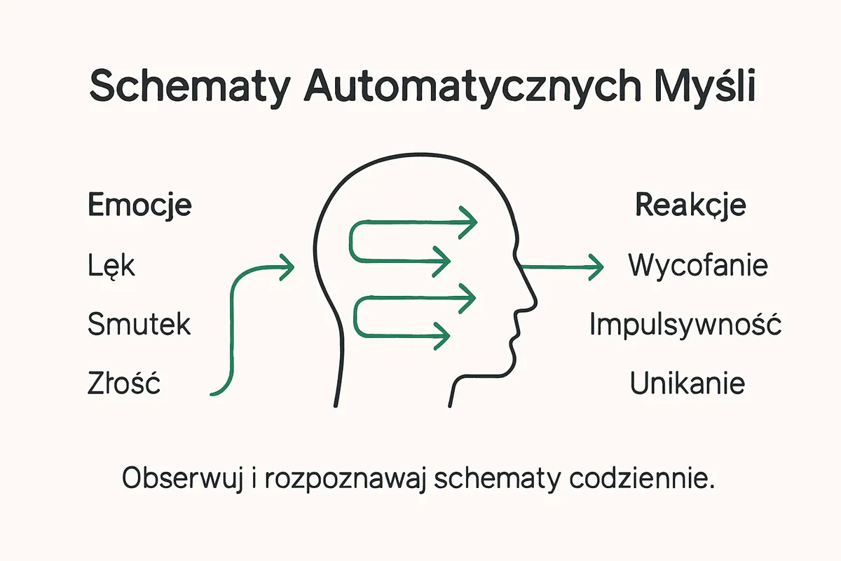 Infografika ilustrująca, w jaki sposób myślimy i reagujemy w różnych sytuacjach