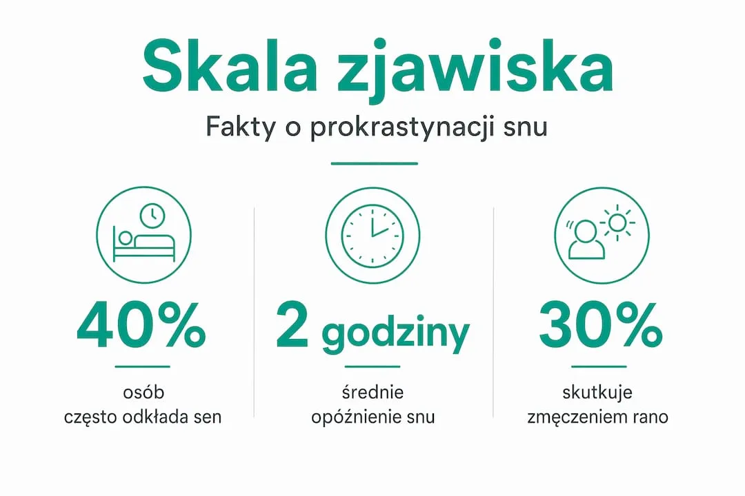 Infografika przedstawiająca dane na temat odkładania snu na później