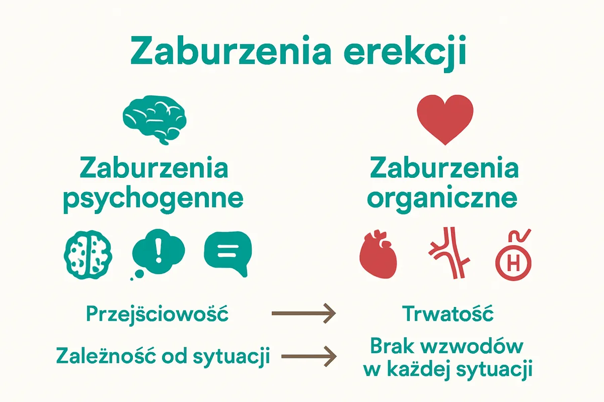 Infografika porównująca zaburzenia psychogenne i organiczne