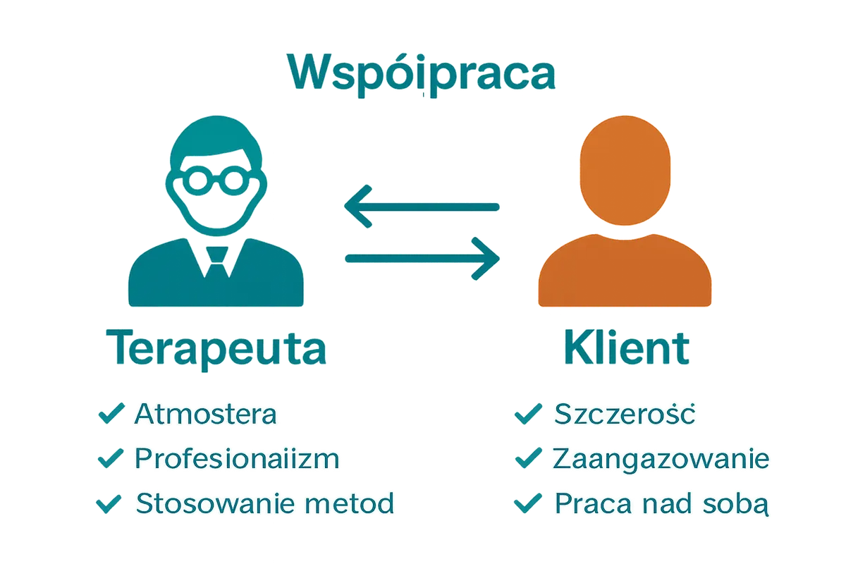 Infografika: role terapeuty i klienta w terapii