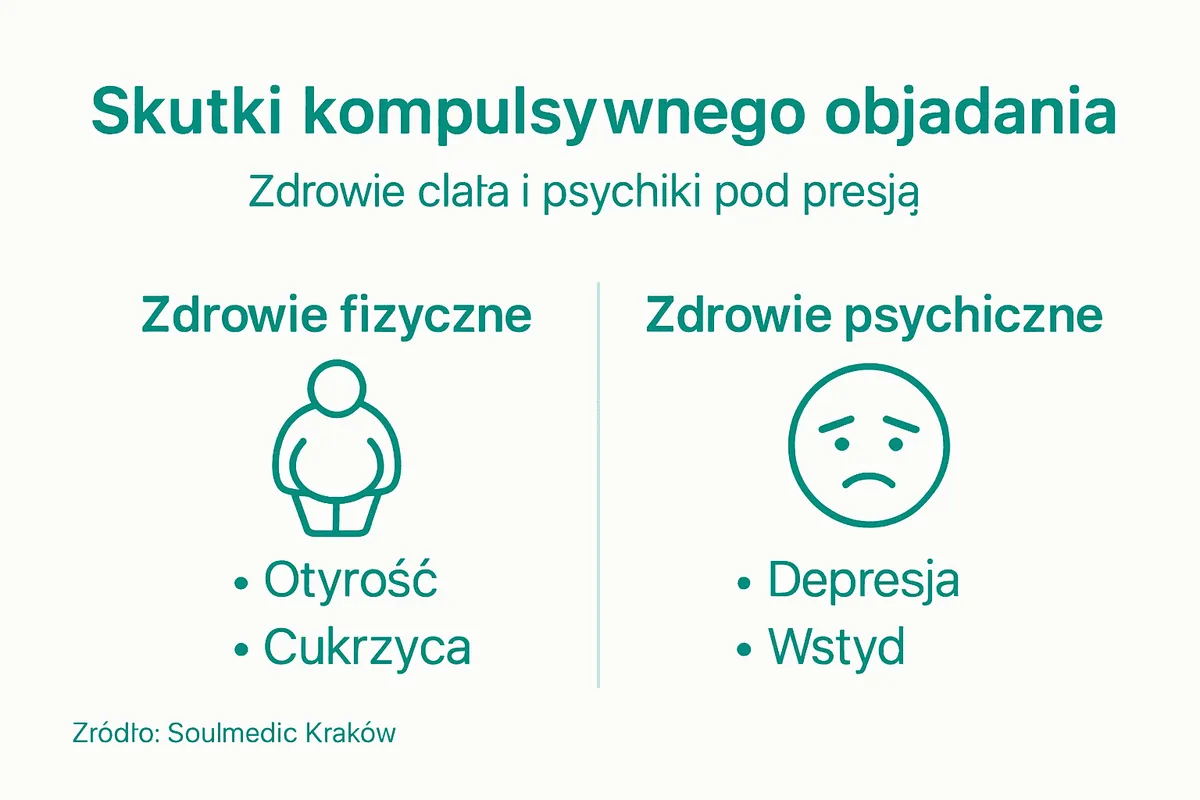 Infografika: Jak objadanie się wpływa na nasze zdrowie, fizyczne i psychiczne skutki nadmiernego jedzenia