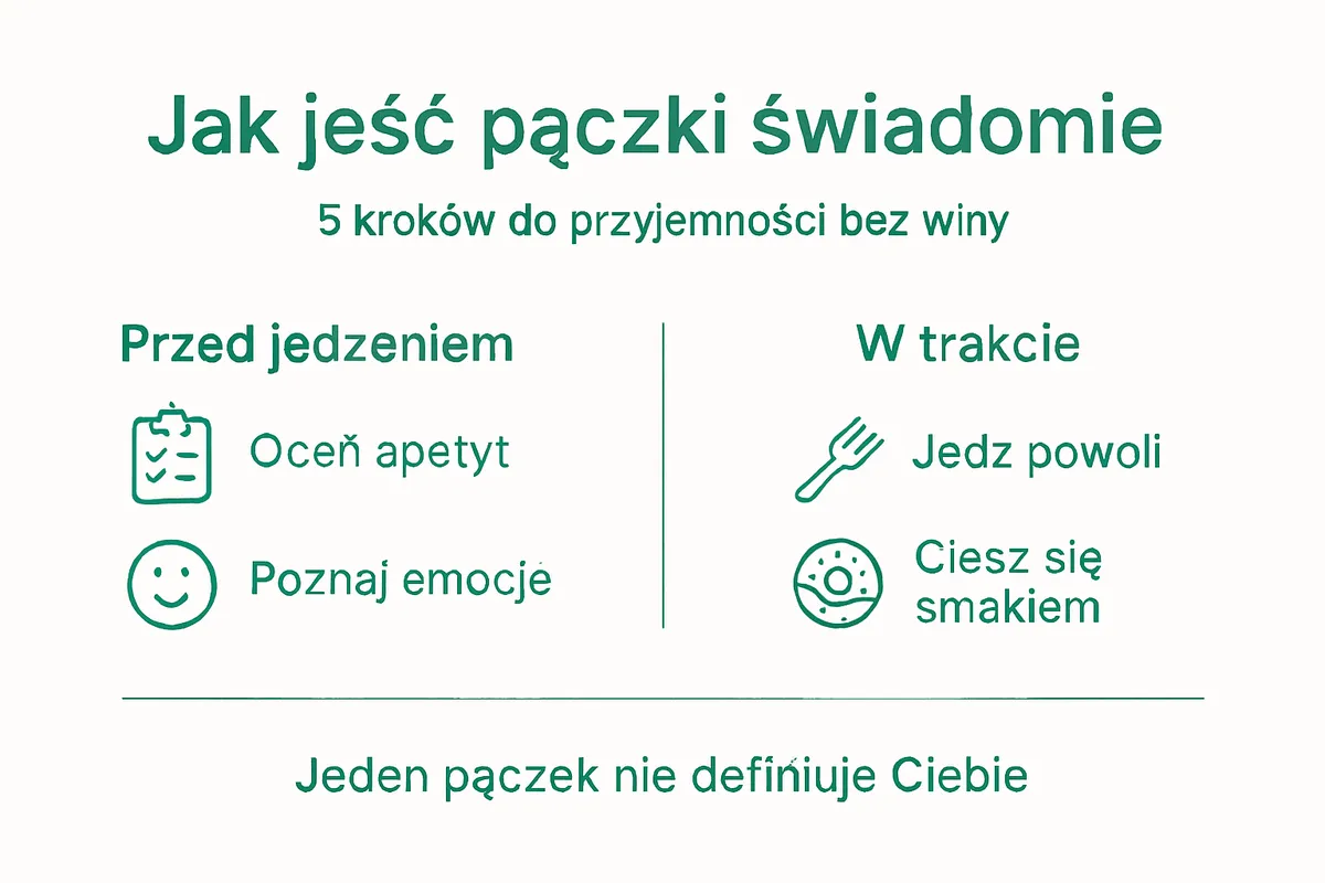 Infografika: Jak delektować się pączkiem krok po kroku, świadome jedzenie na słodko