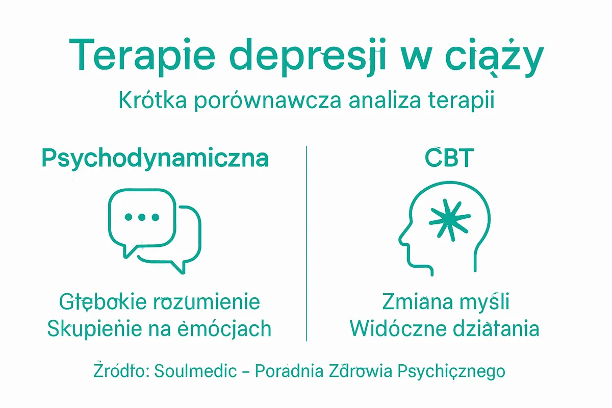 Infografika: porównanie metod leczenia depresji w ciąży