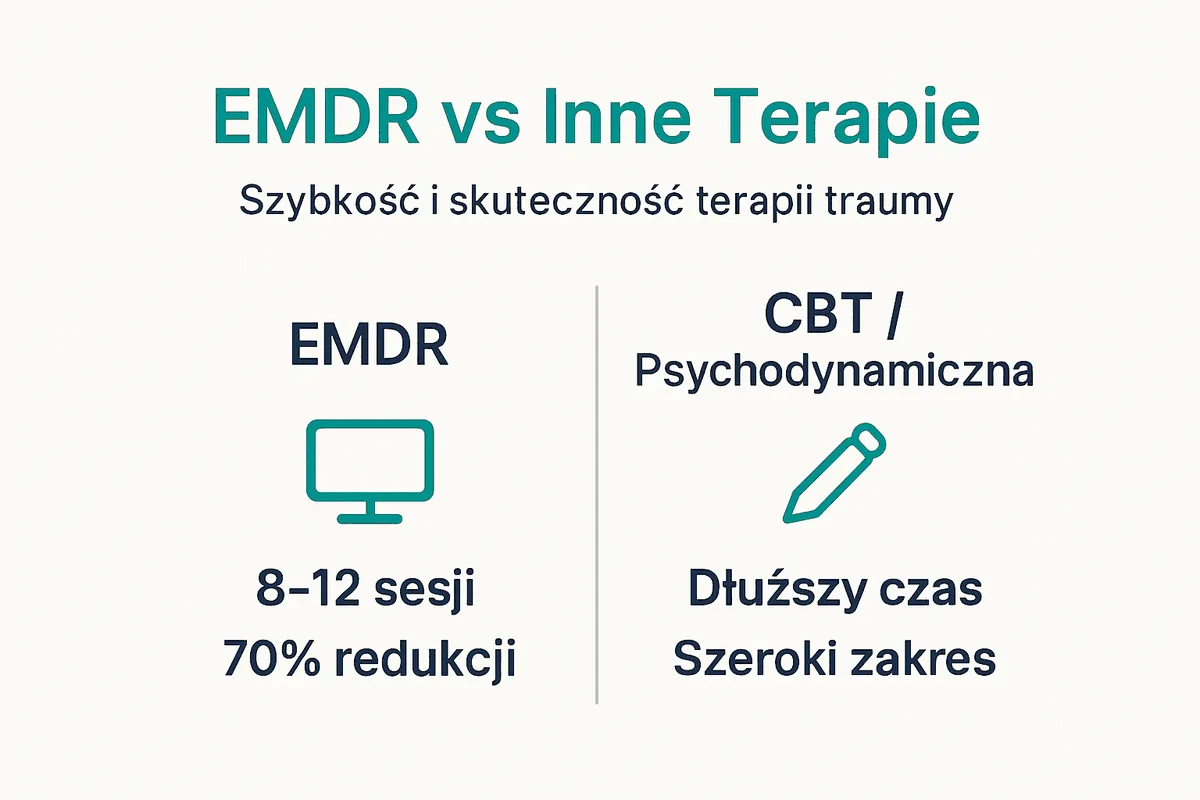 Infografika: Porównanie terapii EMDR z innymi metodami leczenia traumy