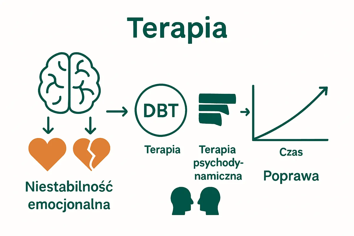 Infografika: metody terapii borderline i przebieg postępów w leczeniu