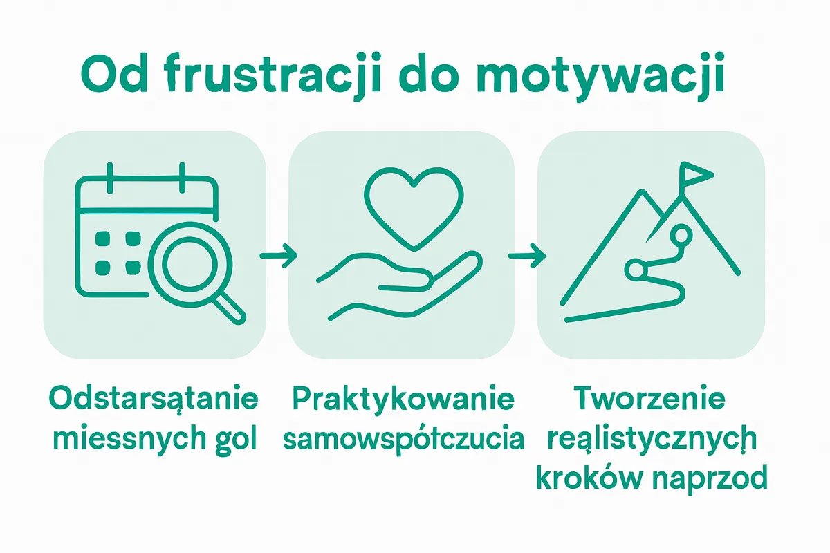 Infografika przedstawia drogę od refleksji do motywacji.