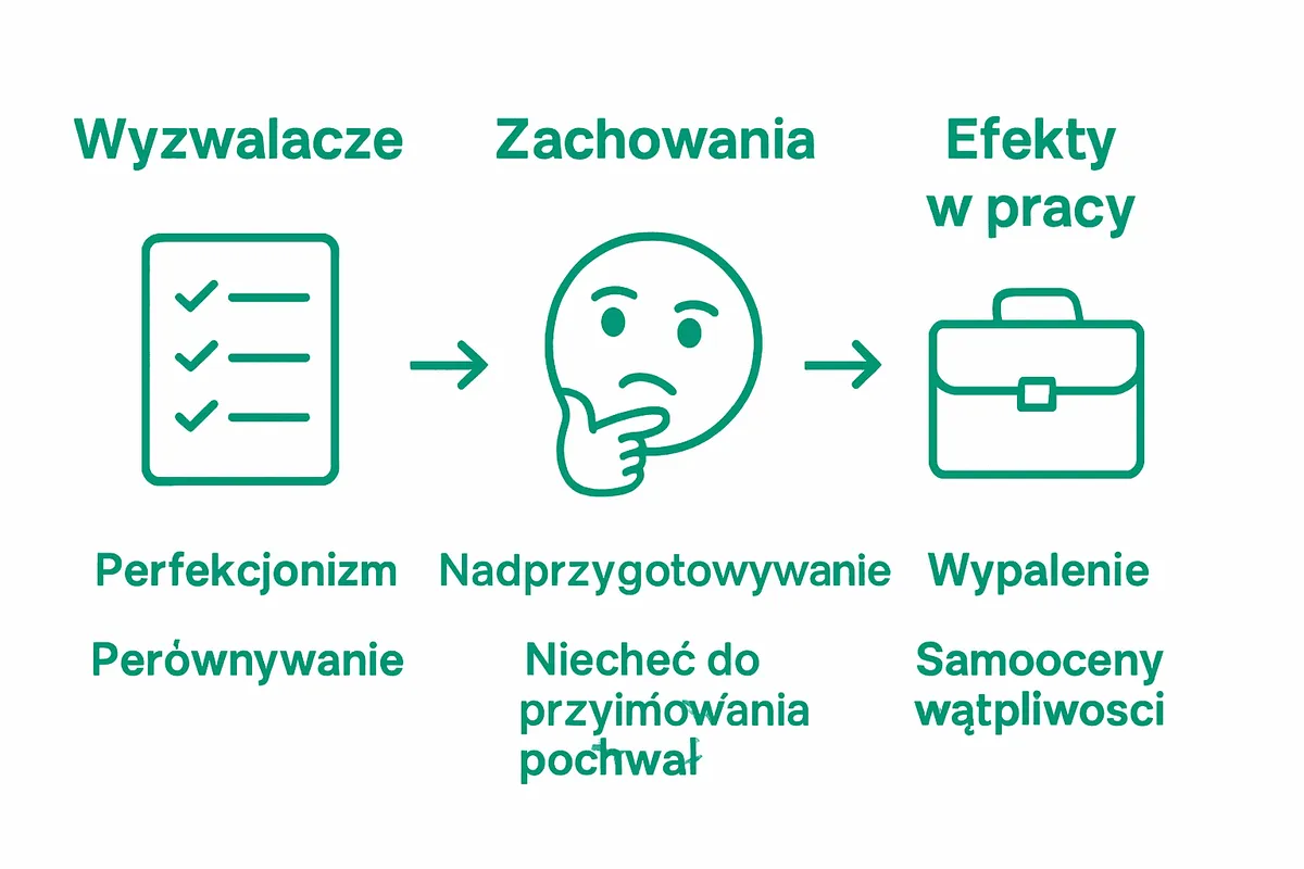 Infografika: co wywołuje syndrom oszusta, jak się objawia i jakie niesie skutki