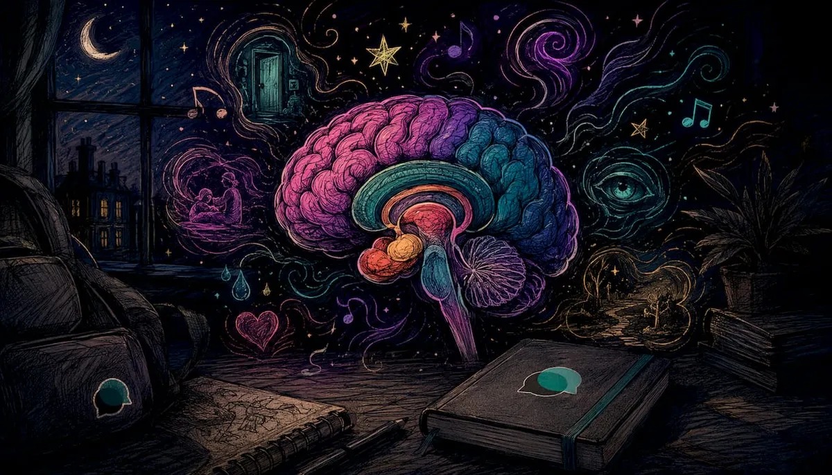 Ilustracja przedstawiająca mózg i mechanizmy stojące za nostalgią