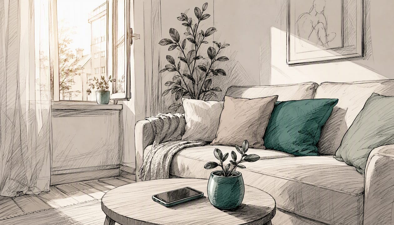 Ilustracja ukazująca codzienne życie w domu, w którym relacje między domownikami są pełne napięć i toksycznych zachowań.