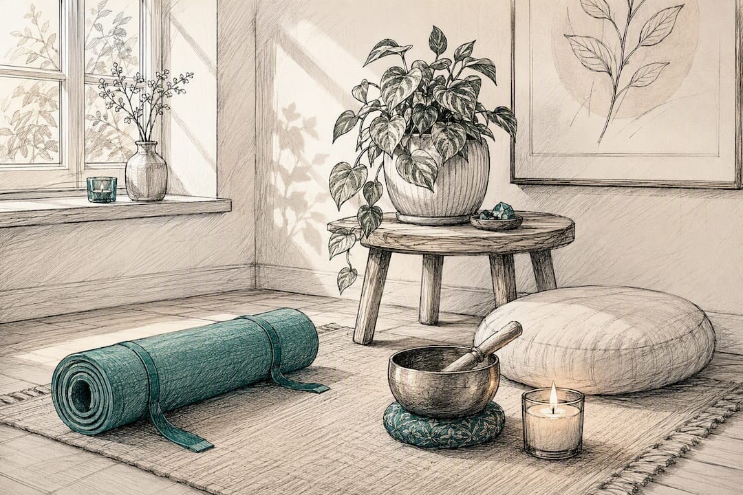 Ilustracja przygotowania do medytacji uważności